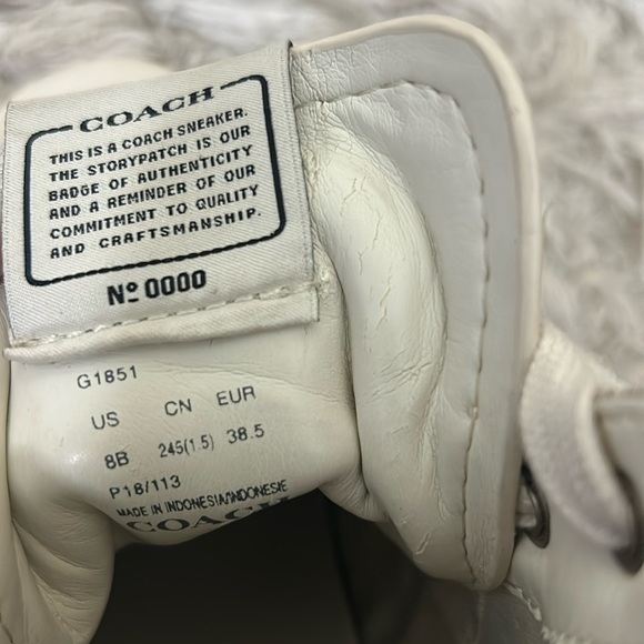 Coach C204 Logo Embossed Signature Leather High Top Lace Up Sneakers Chalk Sz 8 - Picture 12 of 12